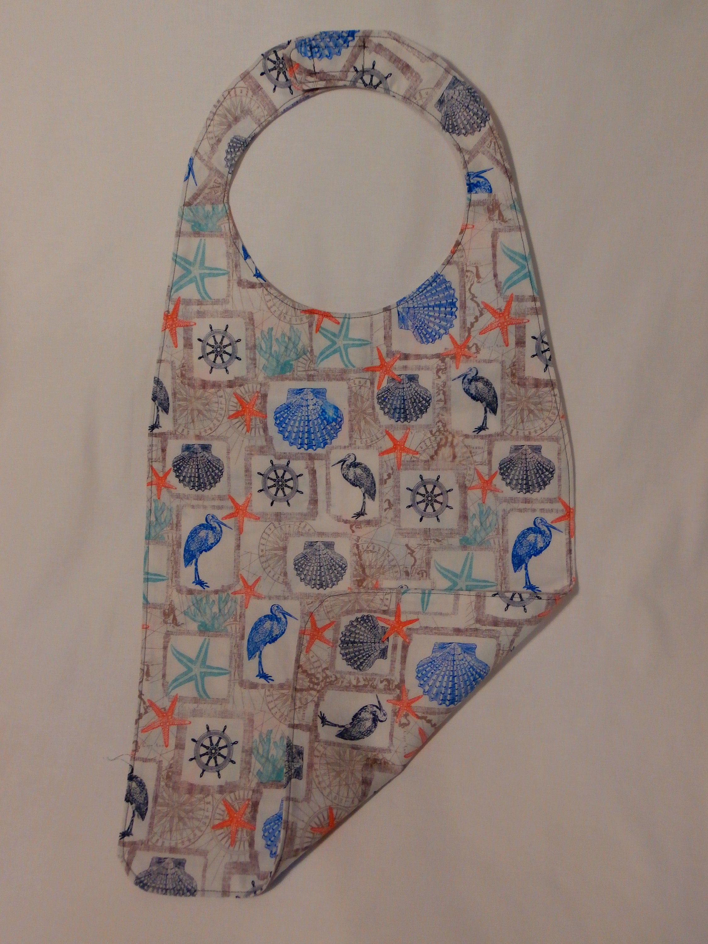 Adult Bib Seashells & Birds