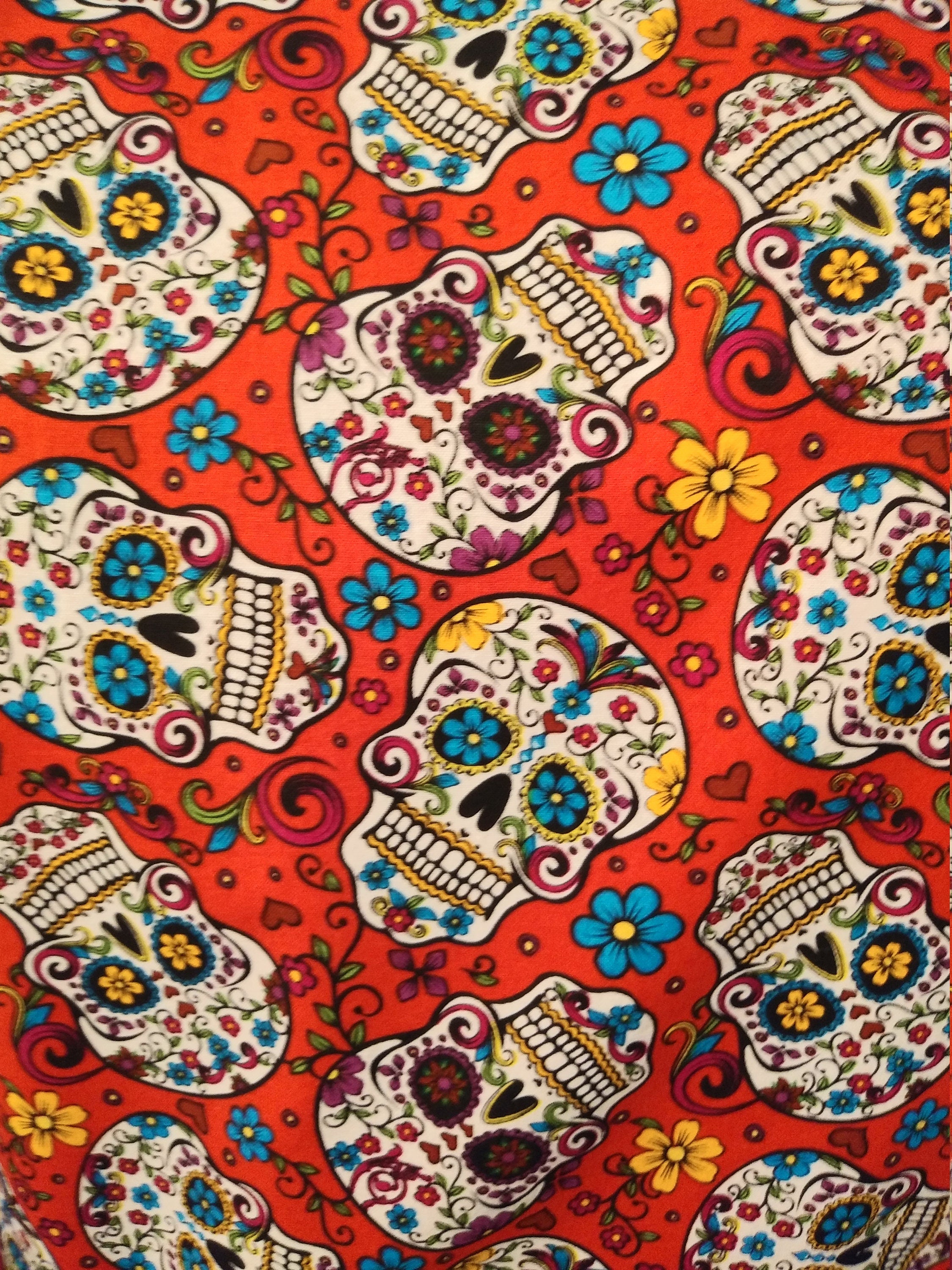 Adult Apron Sugar Skull Red