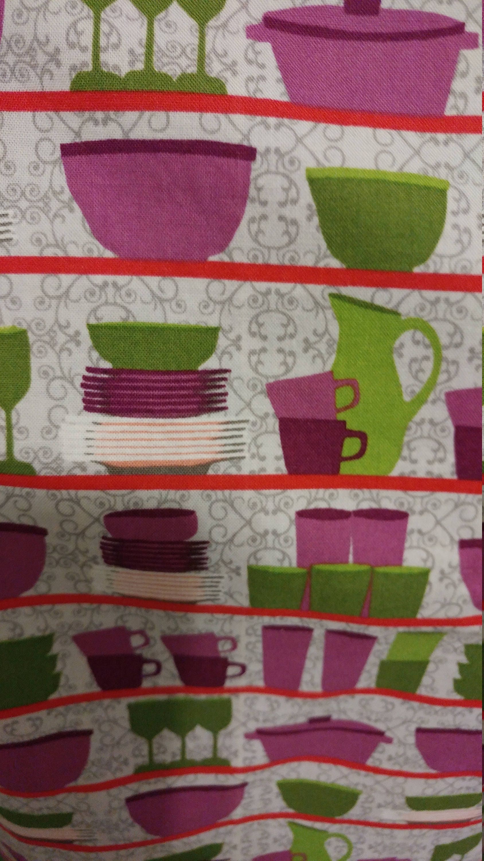 Adult Apron Vintage Print Cup and Dish
