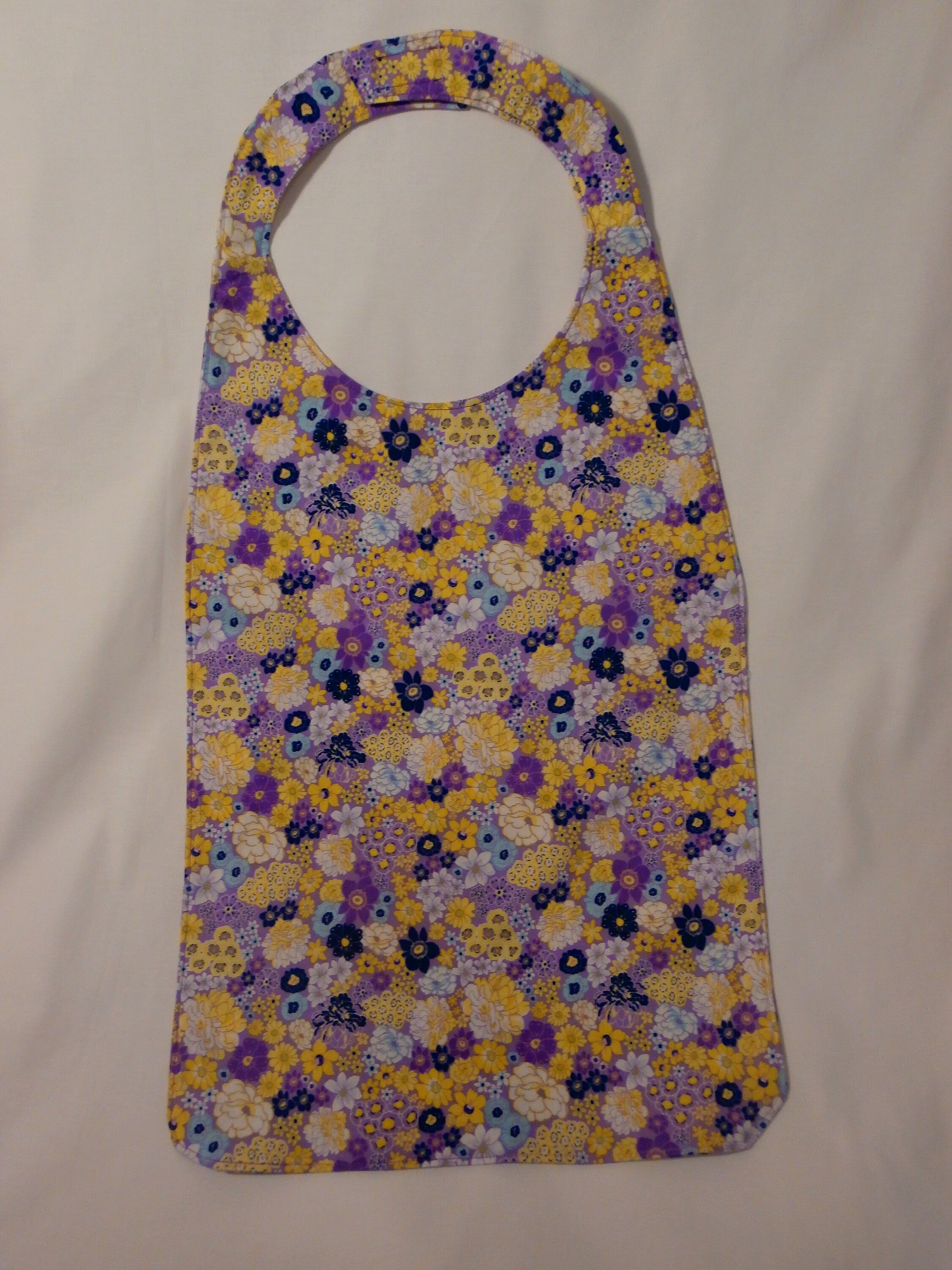 Adult Bib Purple and Yellow Flowers