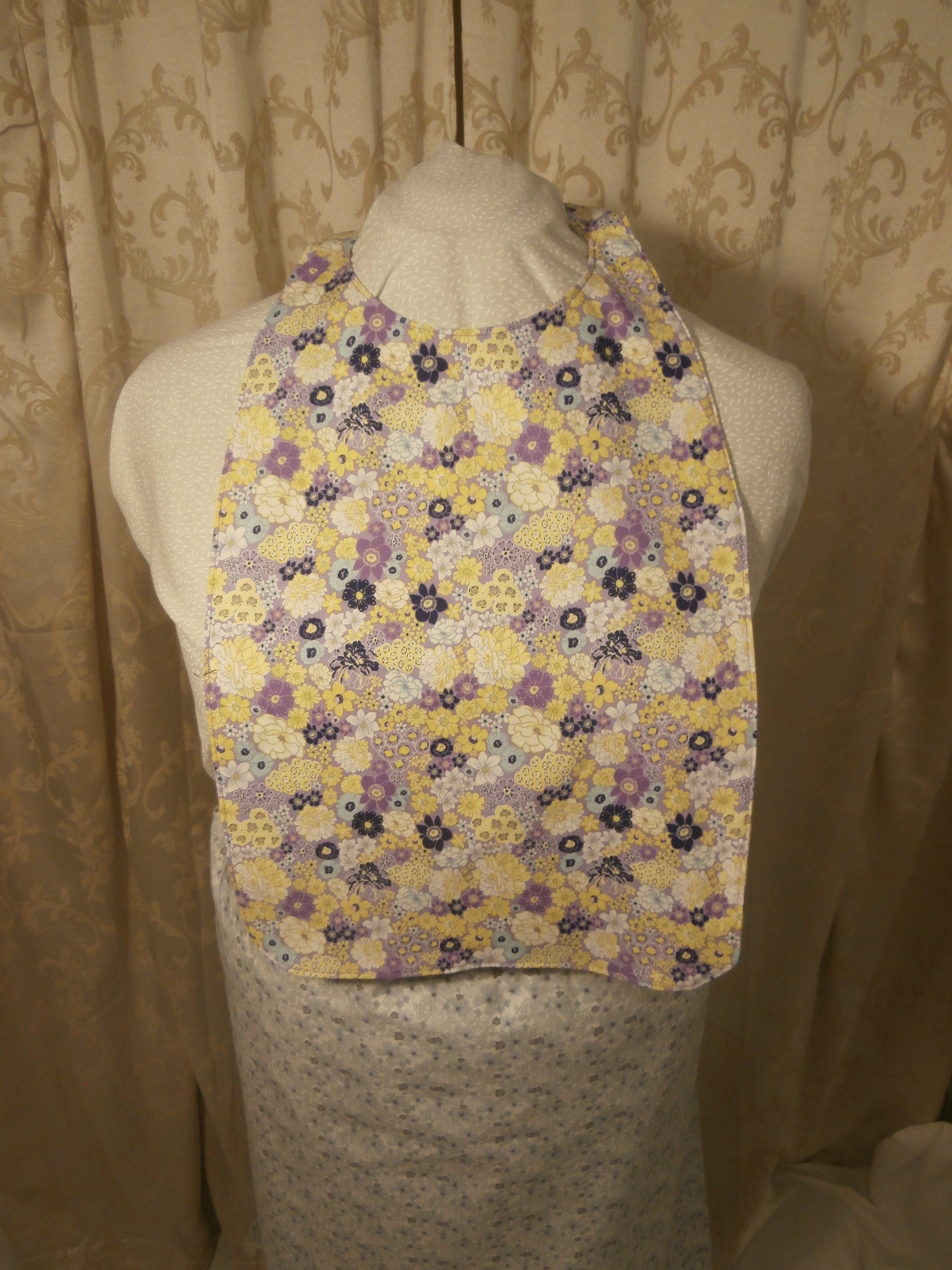 Adult Bib Purple and Yellow Flowers