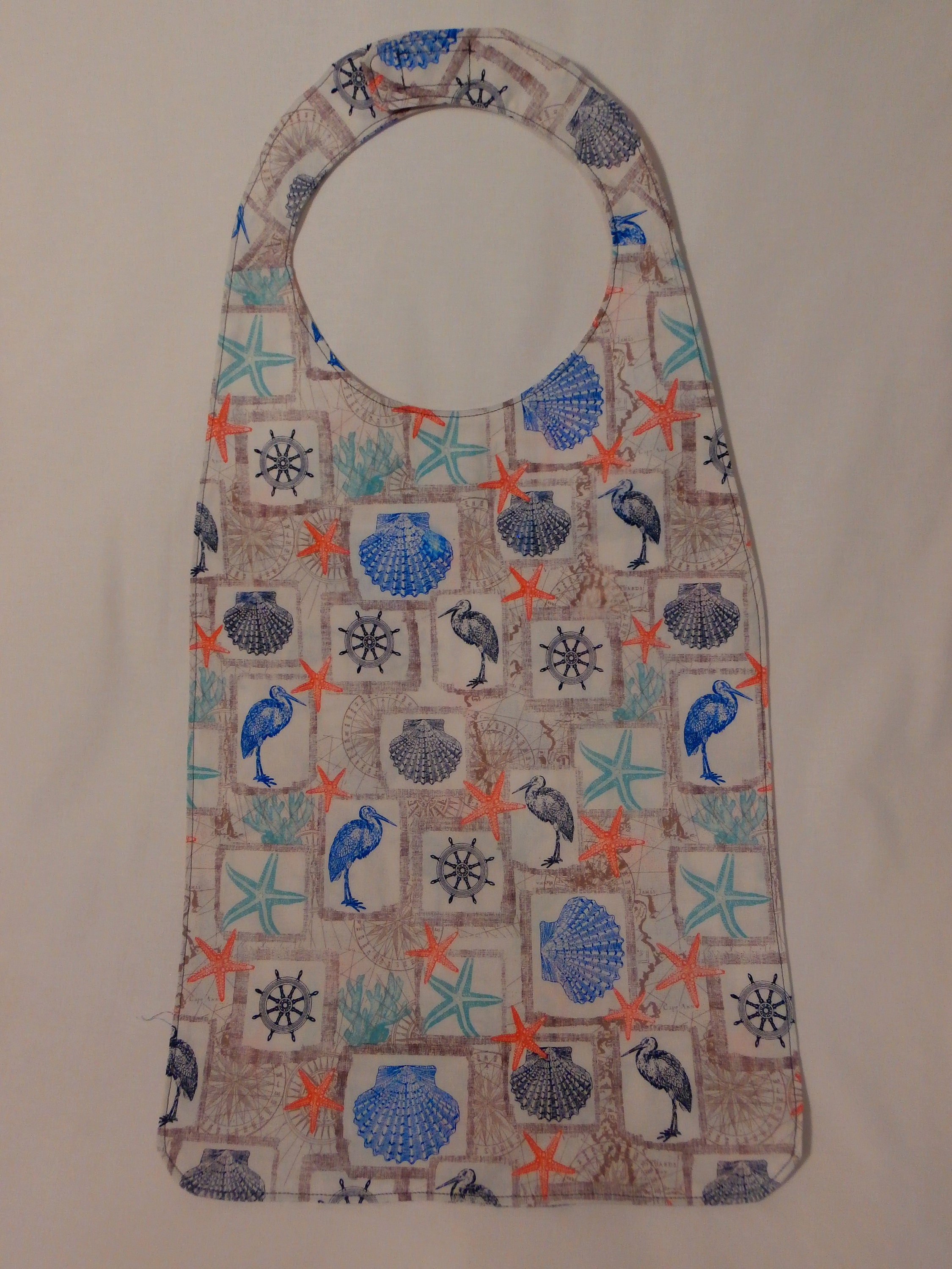 Adult Bib Seashells & Birds