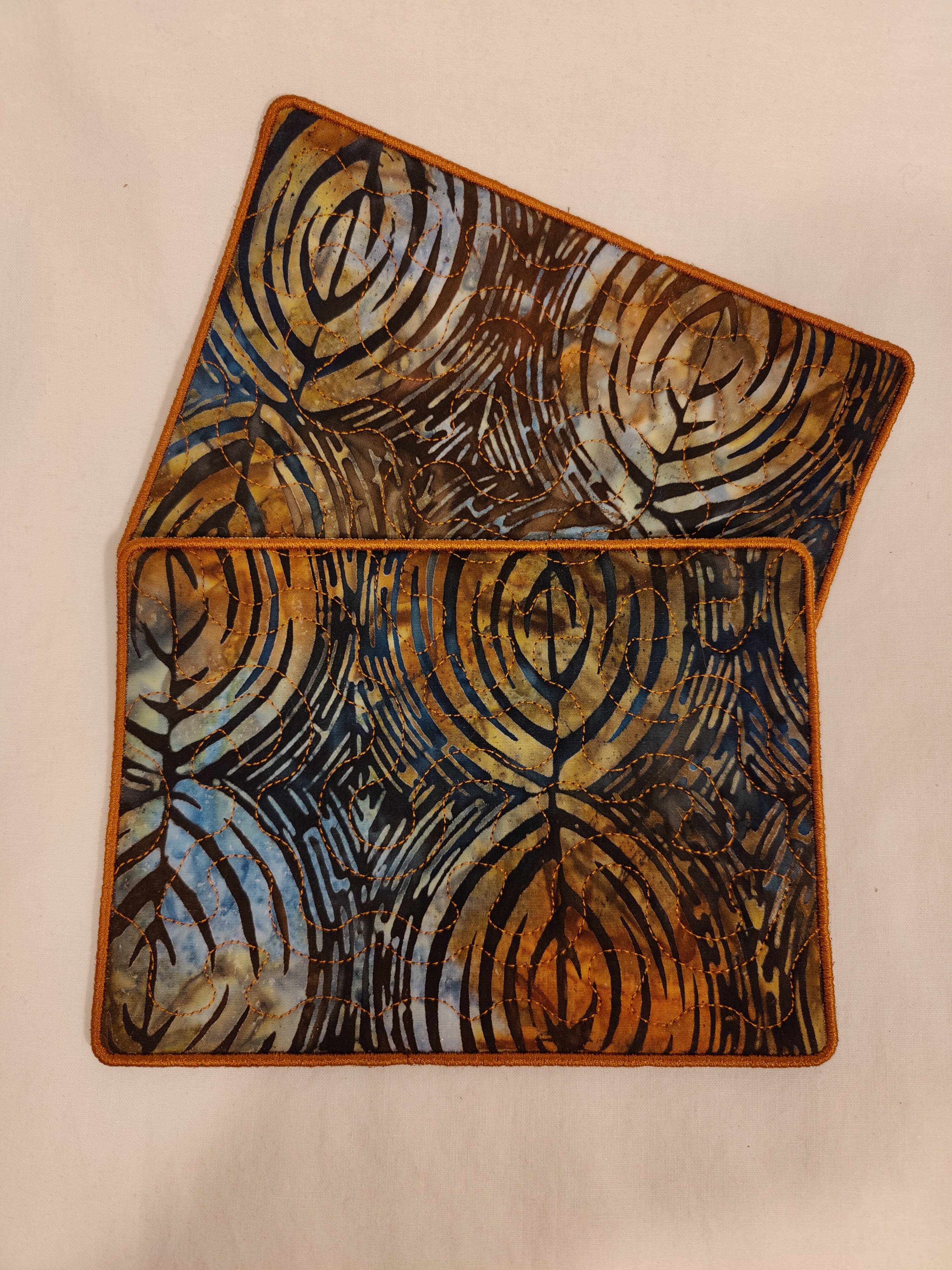 Mug Rug Batik Brown/Blue