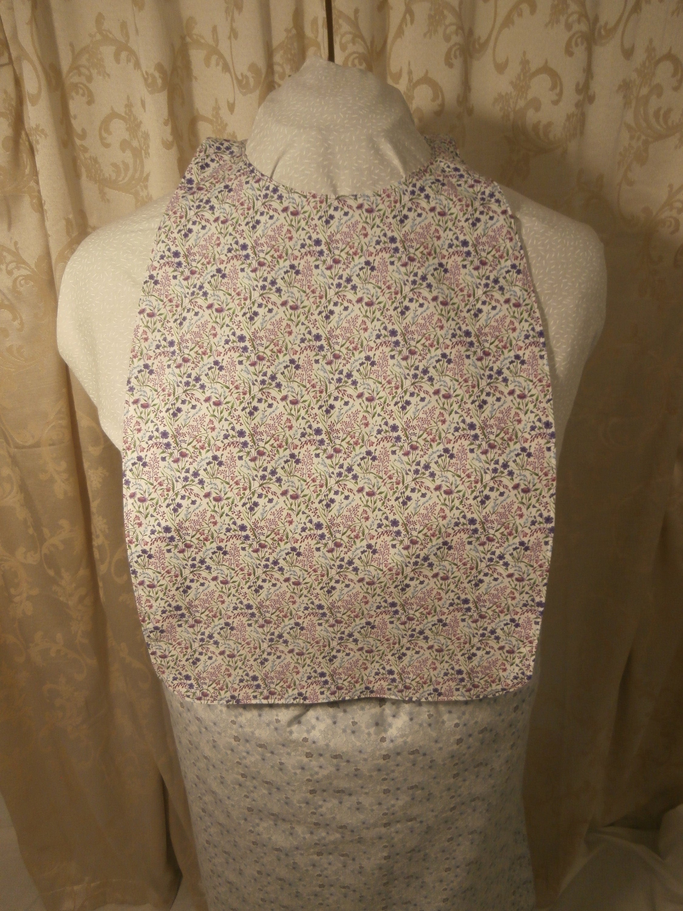 Adult Bib Purple and Pink Florals